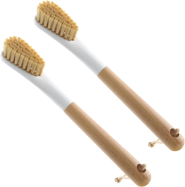 OSCIOSS Wood Laundry Brush, Long Handle and Soft Bristle for Cleaning Clothes & Shoes, Portable 2-Pack