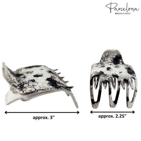 Parcelona French Paw Yoga Hair Claw Clip - White Black, Wide Side Slide In