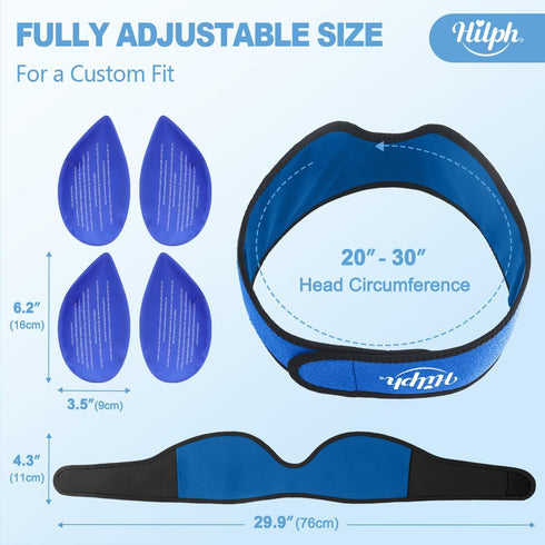Hilph Face Ice Pack Wisdom Teeth Ice Pack Head Wrap, Jaw Chin Ice Pack for Facial Oral Surgery with 4 Hot Cold Therapy