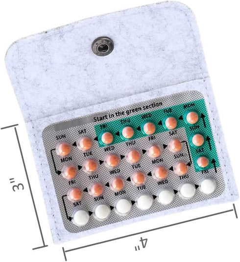pinklilycare 2 Pack 34 Packet Birth Control Pill Case with Grayish for Women Privacy Protection Contraceptive Medicine