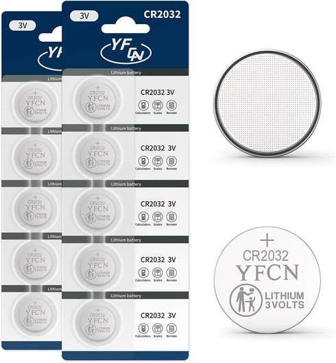 CR2032 Battery 3V Lithium Batteries 10 Count Pack for AirTag, Key Fob, Remotes, 10 Years Shelf Life