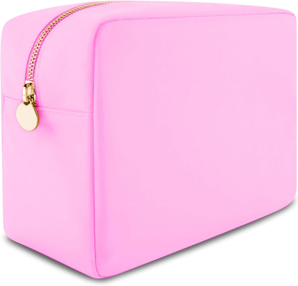Makeup Bags for Women, Large Nylon Makeup Bag, Preppy Pouch for Travel Toiletries, Nylon Makeup Bag