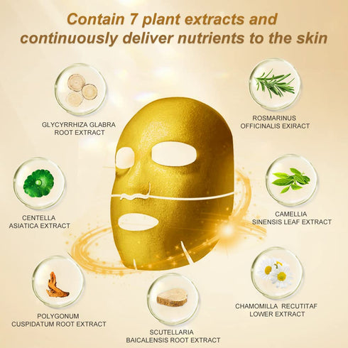 MOND'SUB 24K Gold Face Firming Mask, 6-Pcs Anti Aging, Brightening, Hydrating Facial Mask for Both Men & Women
