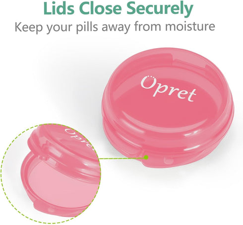 Opret Small Pill Box (3 Pcs), Cute Portable Pill Case for Travel, Medicine Storage Container, Rose, Blue, Purple