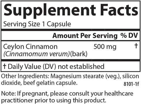 Carlson Ceylon Cinnamon 500 mg | 45 Capsules | Cinnamon Extract Pills, Cinnamon Supplements