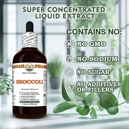 Hawaii Pharm 2 fl.oz Broccoli (Brassica Oleracea) Dry Sprouting Seed Glycerite, Made in Hawaii, Raw Materials, All