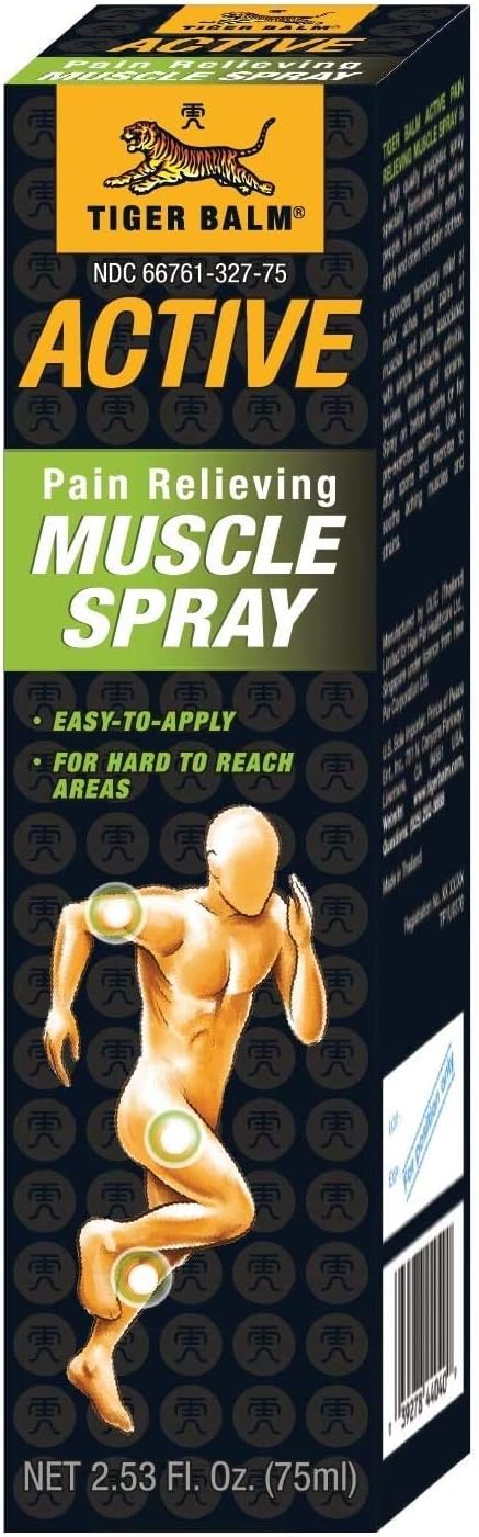 TIGER BALM Active Muscle Spray, 2.53 fl. oz., Muscle Rub and Analgesic Spray for Soreness and Discomfort