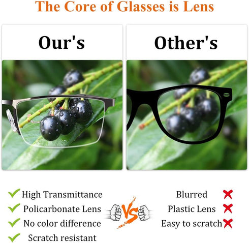 Reading Glasses for Men, 2.5 Blue Light Blocking Metal Readers
