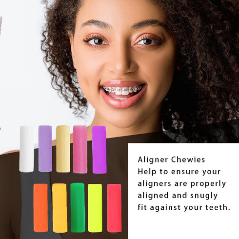 120PCS Aligner Chewies, 10 Mix Colors for Invisalign Aligners, Orthodontic Silicone Chompers