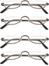KoKoBin Half Reading Glasses, 4 Pairs Gunmetal Metal Frame Spring Hinge Readers for Men and Women, 2.25
