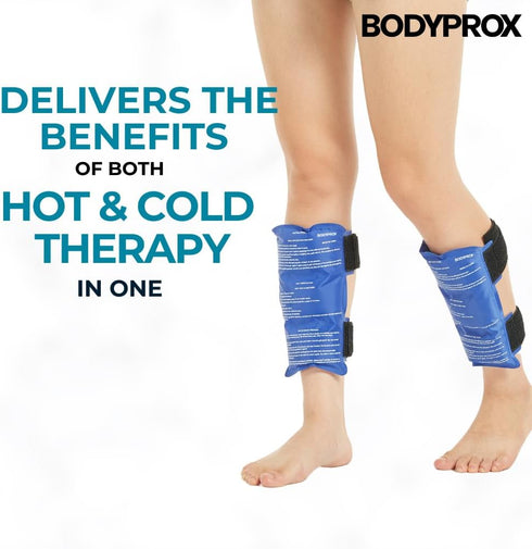 BODYPROX Shin Splint Ice Pack 2 Pack - Reusable Cold and Hot Wrap for Shin Splints Pain Relief, Flexible Ice Pack for