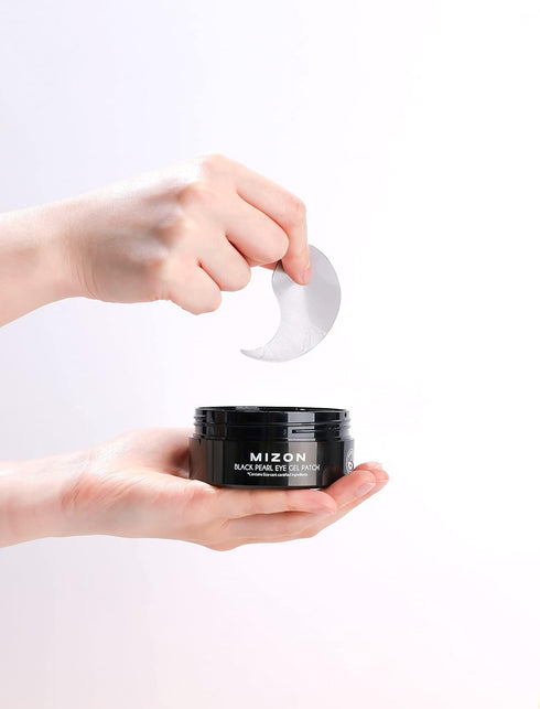 MIZON Pearl Eye Gel Patch Masks, Hydrogel Eye Treatment Mask for Reducing Wrinkles, Puffiness, Dark Circles (Black