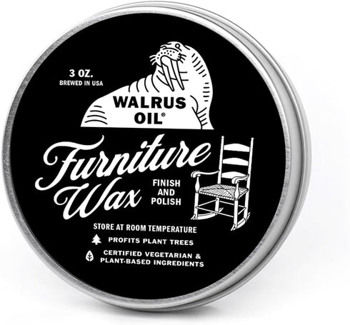 WALRUS OIL Furniture Wax Polish - Easy to Use Wood Maintenance and Polishing Wax, 3oz Can
