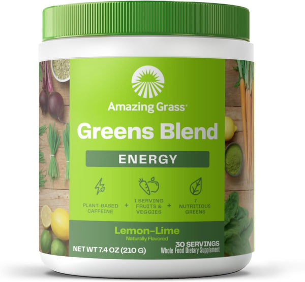 Amazing Grass Greens Blend Energy Smoothie Mix, Super Greens Powder with Matcha Green Tea, 30 Servings