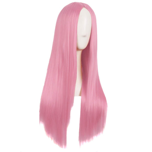 MapofBeauty 28 Inch/70 cm Women Long Straight Synthetic Wig, Special Light Hot Pink