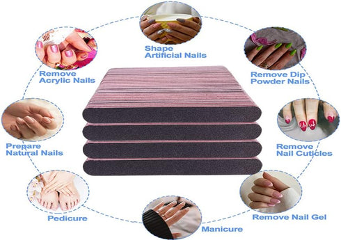 Nail File (100 Pcs), Double Sided Emery Board Nail Files for Acrylic and Natural Nails, Manicure Set