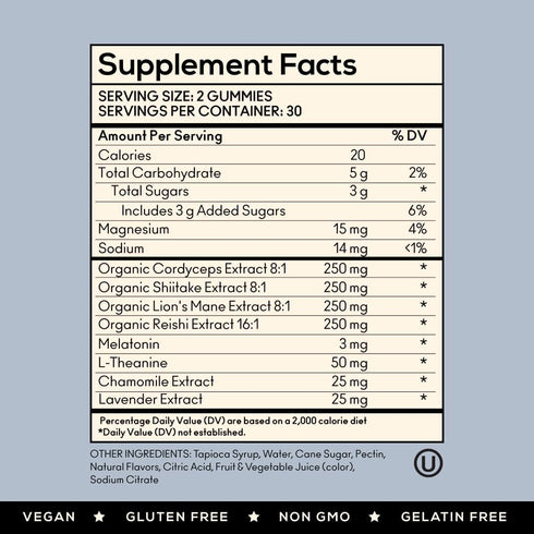Gummy Gummies (60 Count) TrueMushroom - Sleep Support Mushroom Supplement with Melatonin for Sleep and Relaxation
