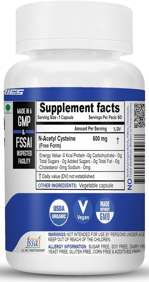 N-Acetyl CYSTEINE (NAC) 600 MG - 60 Capsules