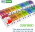 EZY DOSE Weekly Pill Case, 7-Day Medicine Planner, Vitamin Organizer, AM/PM Removable Trays, Easy to Use, Rainbow Lids