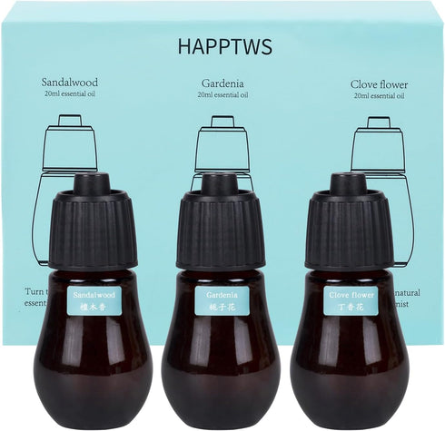 Aromatherapy Essential Oil Set - 3-Piece Set in Sandalwood, Gardenia, Clove Flower Flavors