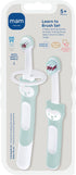 MAM Learn to Brush Set (1 Baby's Brush Toothbrush, 1 Training Brush, 1 Safety Shield) for Boys 5+ Months, Blue