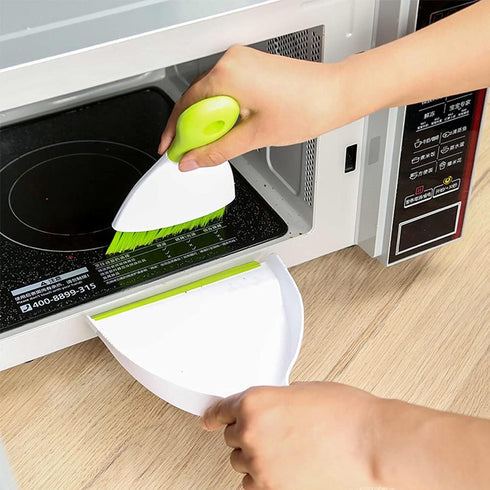 Dustpan Broom Brush Set: Small Broom and Dustpan, Mini Dustpan and Brush for Home Cleaning, Green 2PCS