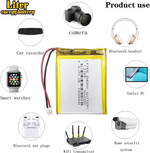 Liter 3.7V 1500mAh 504050 Lipo Battery Rechargeable Lithium Polymer with JST 2.0mm Connector