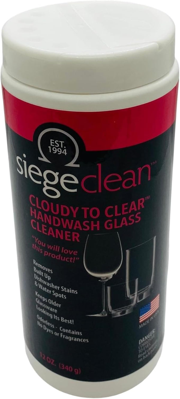 Siege Handwash Glass Powder Cleaner, 12 oz, Earth Friendly, Made in USA, P-35