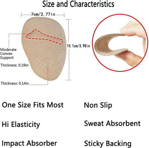 3 Pairs Metatarsal Pads for Women | Ball of Foot Cushions Soft Gel Inserts for Shoes, Non-Slip Foot Pad