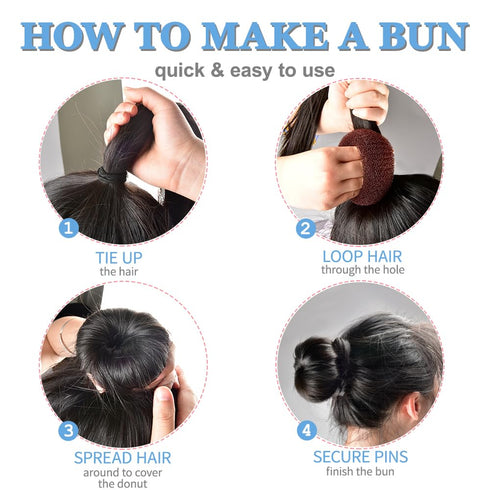 TsMADDTs Donut Hair Bun Maker, 3PCS Dark Brown Ring Style Bun Maker with 20PCS U Shaped Hair Pins for Women