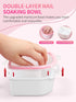 Nail Soaking Bowl Set - 2PCS Gel Polish Dip Powder Remover with Triangle Cuticle Peeler & Stainless Steel Pusher
