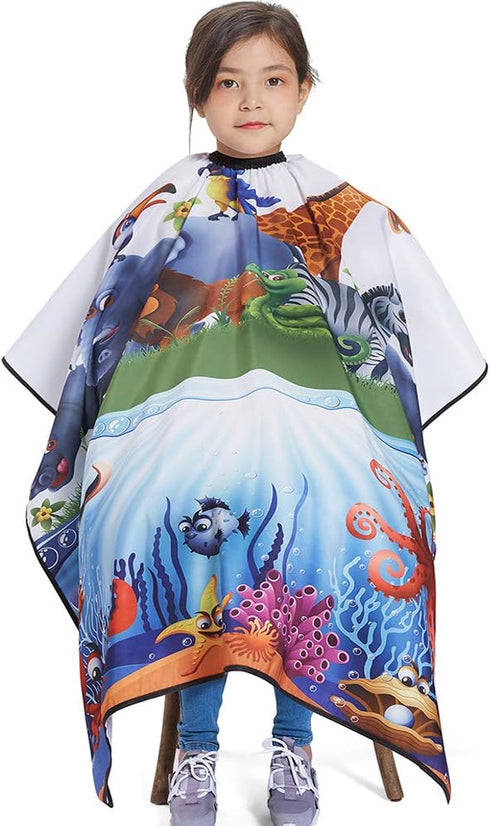 SOKKIA Kids Barber Cape, Hair Cutting Hairdressing Salon Styling Cloth Apron Cover for Children
