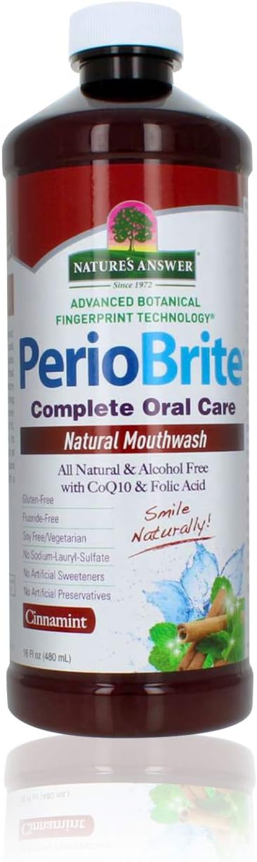 Nature's Answer PerioBrite Alcohol-Free Mouthwash, Cinnamon, 16-Fluid Ounce | Whitens Teeth and Freshens Breath.