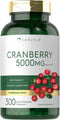 Carlyle Cranberry Pills 5000mg, 300 Capsules, with Vitamin C, Non-GMO, Gluten Free