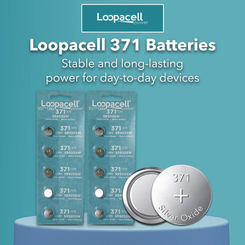 Watch Battery Button Cell (2X Pack of 5) - 371, 370, SR920SW, 1188SO, SR69, SP370, 1171SO, SP371, V371, V370, G64, LR920, AG6, 605, GP71, RW315 1.55V Silver Oxide Watch Batteries