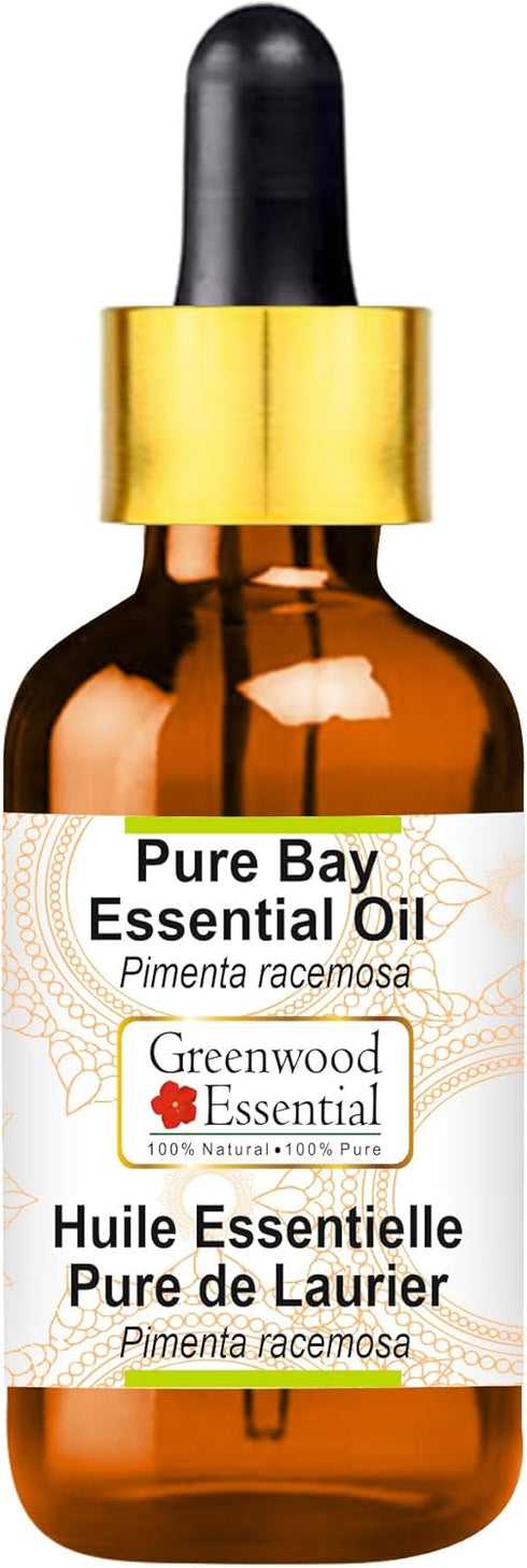Pure Bay Essential Oil (Pimenta racemosa) with Glass Dropper, Steam Distilled, 30ml (1.01 oz)