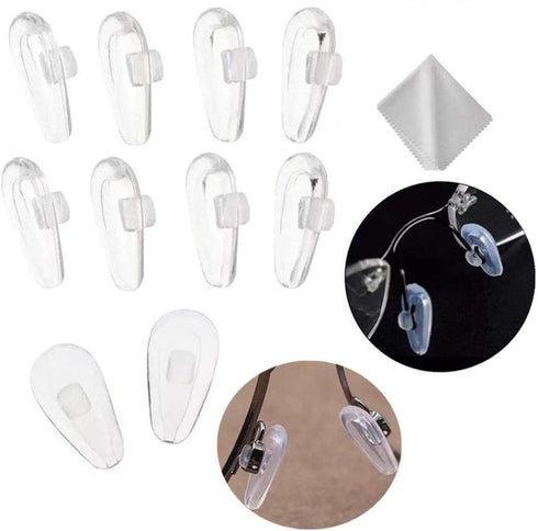 Push-in Eyeglass Nose Pads, BEHLINE Soft Silicone Air Cushion Replacement Nosepad, Clear (5 Pairs)