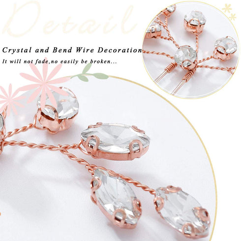 Unicra Bride Wedding Crystal Hair Pins - Bridal Rhinestone Hair Pieces, Wedding Accessories for Women (Pack of 2, Rose