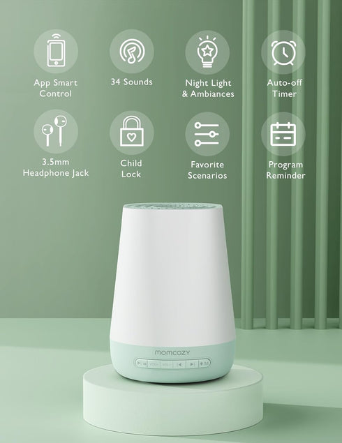 Momcozy 34 Baby Sound Machine, White Noise Machine for Baby Sleeping with Night Light, Toddler Sleep Trainer