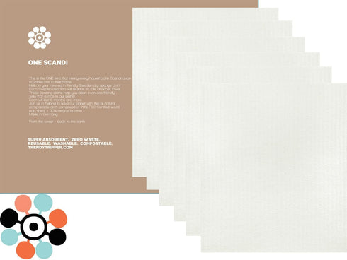 Earth-Friendly Reusable COMPOSTABLE ECO Sponge Cloth, 8-Pack Swedish Dishcloths Made in Germany
