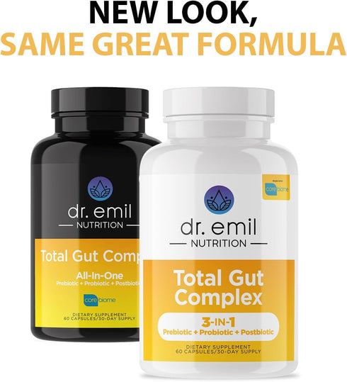 DR. EMIL NUTRITION Total Gut Health Complex - Prebiotic + Probiotic + Postbiotic for Digestive Health