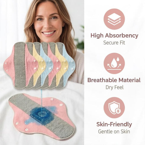 INQUADR (12Pcs) Reusable Leakproof Graphene Absorbent Pad for Women, Waterproof Washable Padsfor Elderly Care,Pure