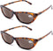 AQWANO 2 Pairs Reading Sunglasses for Women, Fashion Designer Cat Eye Sun Readers with Spring Hinges
