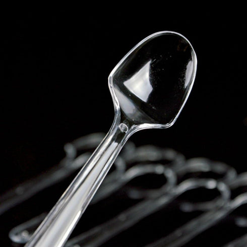 AKOAK 100 Count Mini Clear Plastic Disposable Spoons for Dessert, Appetizer, Ice Cream, and Soup