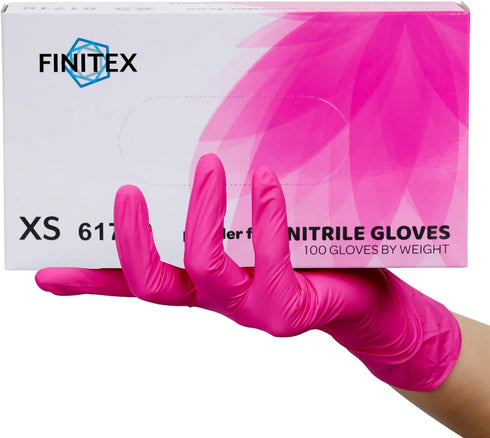 FINITEX Pink Nitrile Disposable Gloves - 3.5mil 100PCS Powder Free Latex Free Cleaning Medical Exam Gloves