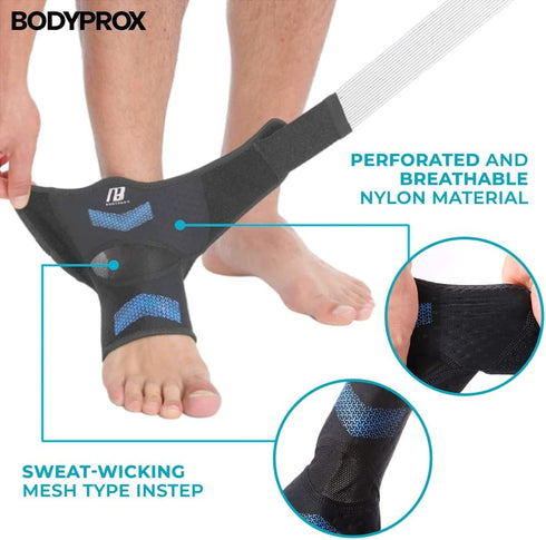 Ankle Brace for Women and Men, Ankle Compression Sleeve with Adjustable Strap for Sprained Ankle Recovery (Medium)