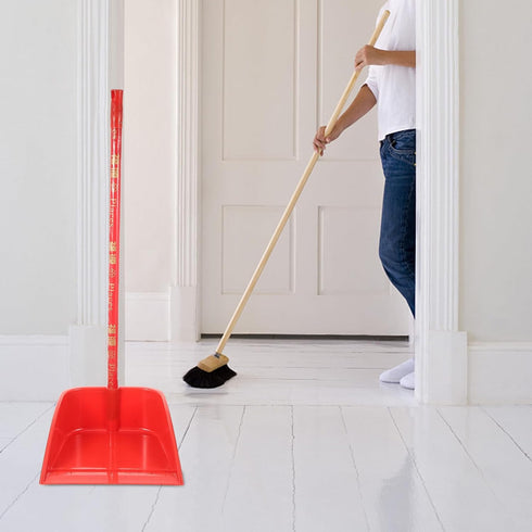 COHEALI Plastic Upright Dustpan, Long Handle Lobby Dust Pan for Garage Home Yard Cleaning, 63cm (Dust Pan Only)