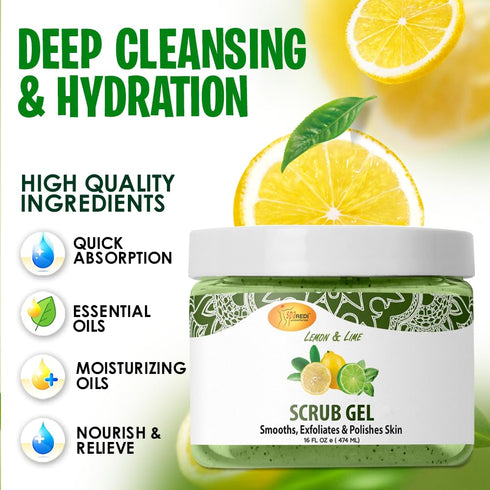 SPA REDI Exfoliating Scrub Pumice Gel - Lemon & Lime, 16 Oz for Manicure, Pedicure, and Body Exfoliation