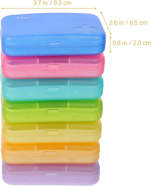 VILLCASE Portable Weekly Pill Organizer Case, Seven- -Compartment Medicine Container with Colorful Plastic Storage