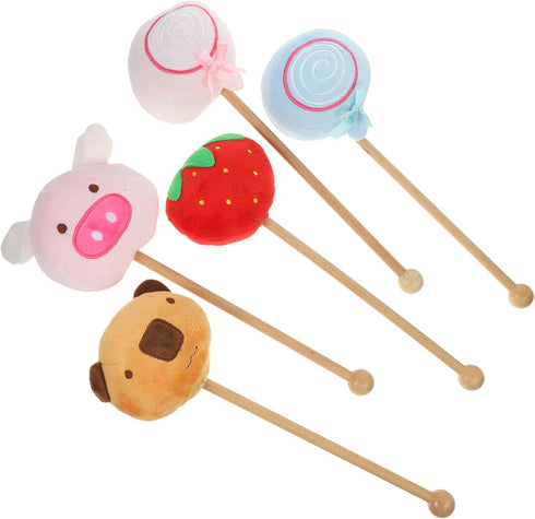HAKIDZEL 5pcs Plush Cartoon Massage Hammers Soft Material Stress Relief Massage Sticks for